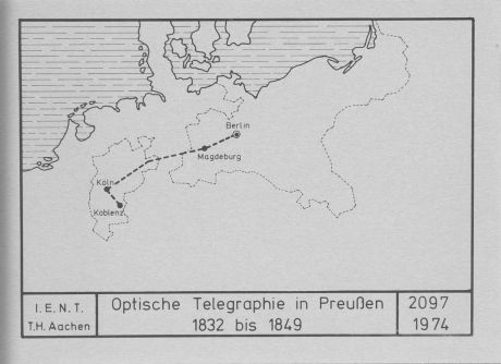 Schematische Darstellung: Optische Telegrafenlinie in Preußen